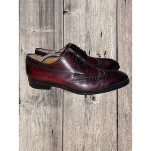 Magnanni Wingtip Oxford Leather Shoes Mens Size 11.5M Burgundy 15884 Style
